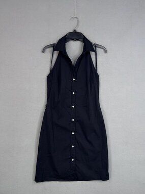 Theory Women's Black Spaghetti Strap Button Dress